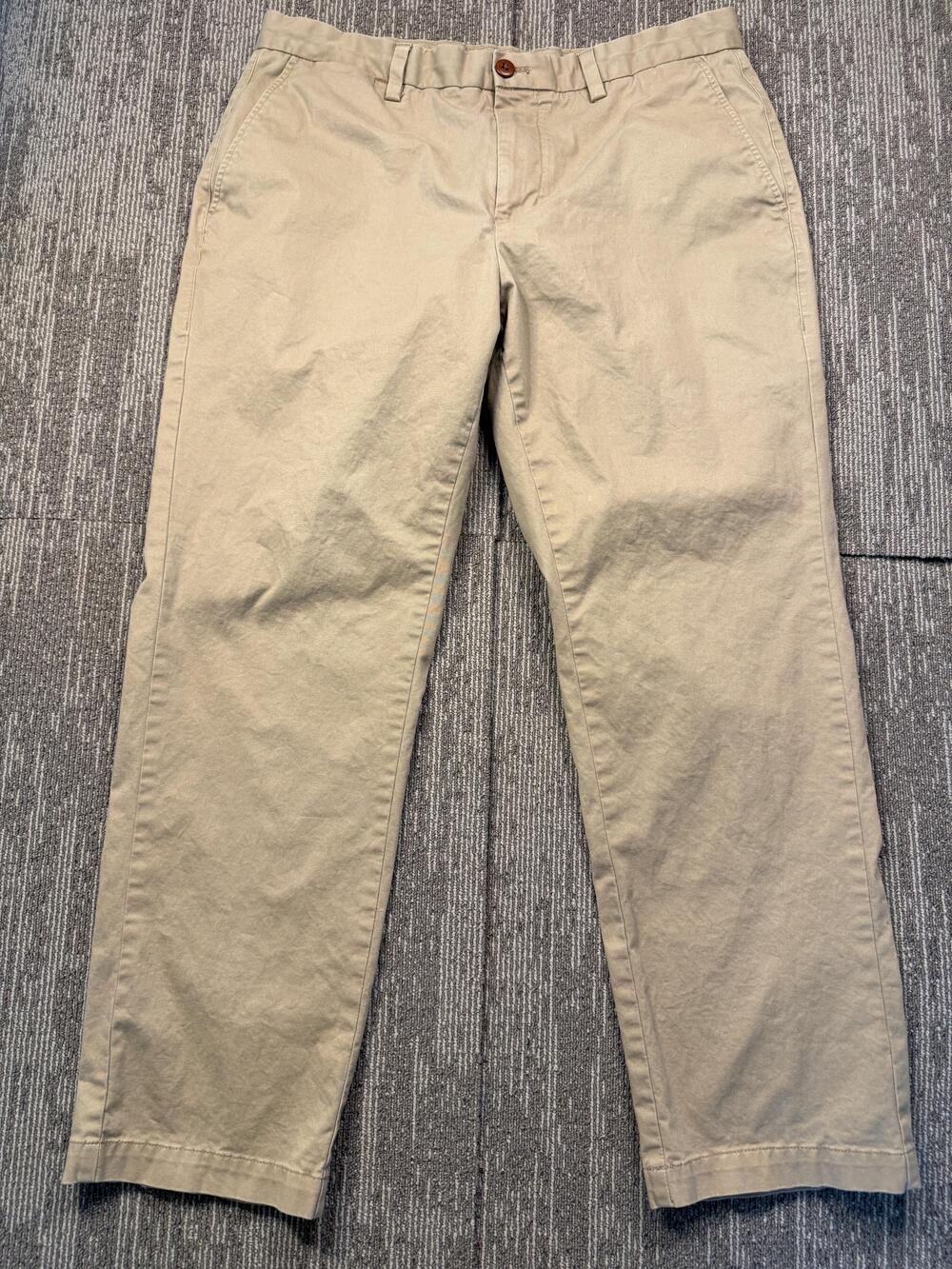 Kirkland Signature Pants Mens 36x30 Beige Khaki Flat Front Straight Leg Casual